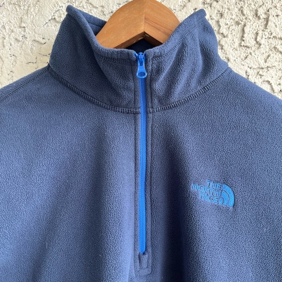 THE NORTH FACE Navy Blue Quarter-Zip Long Sleeve Pullover Fleece Men’s Medium - Picture 4 of 8